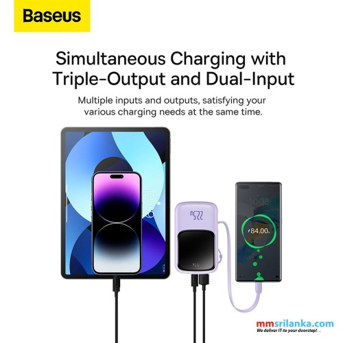 Baseus Qpow Pro 10000mAh 22.5W Digital Display Fast Charge Power Bank Type-C Edition Purple 